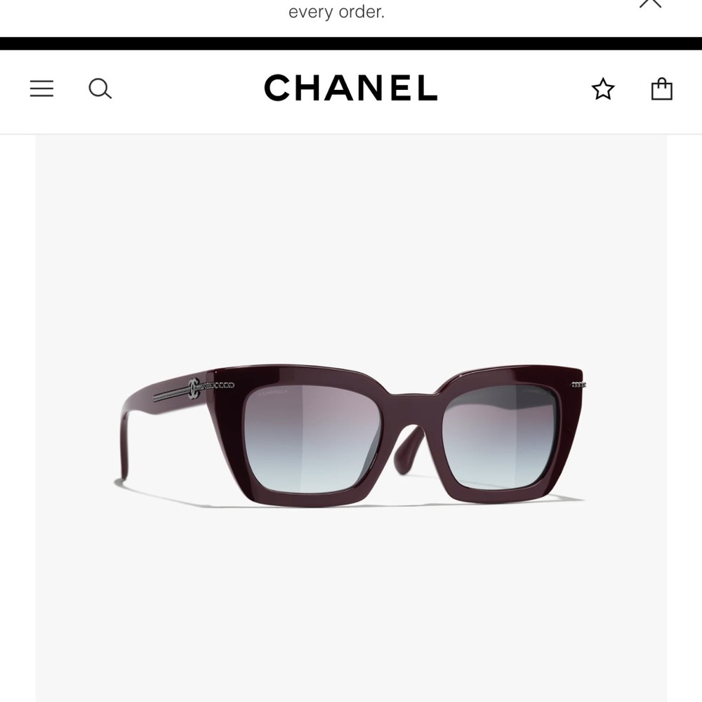 Chanel square acetate sunglasses in color burgandy